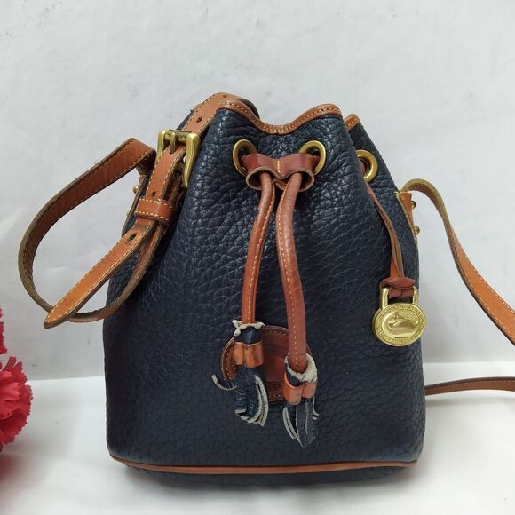 Dooney & Bourke Black Pebbled Leather Drawstring Crossbody Bag - Made in USA - Picture 6 of 16